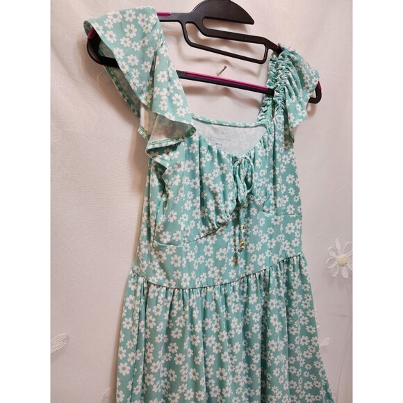 No Boundaries Girls Medium 7-9 Mint Green Dress Babydoll Floral Cottage Prairie - Picture 2 of 16